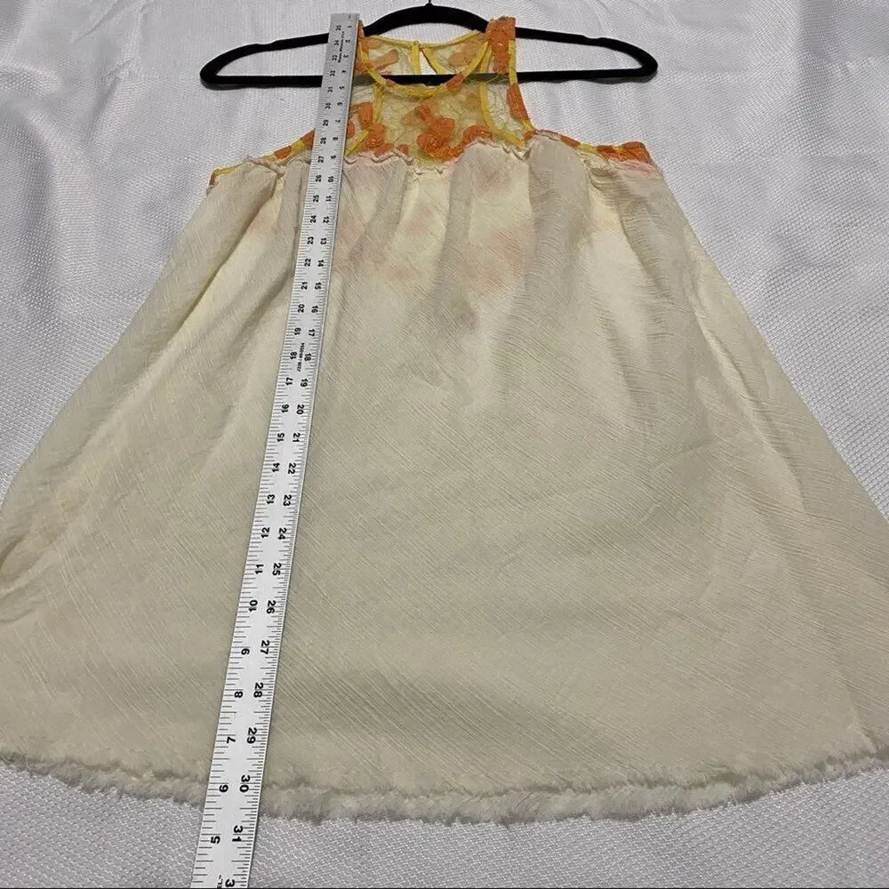 Free People Cream & Orange Grecian‎ Gauze Tunic Top Womens M